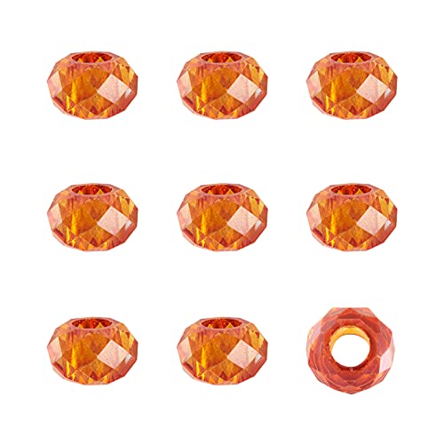 Beadthoven europäische Glasperlen, großes Loch, facettierte Rondelle, passend für 5 mm Schlangenkettenarmbänder, Halsketten, Schmuckherstellung, 14 x 8 mm, 100 Stück von BB Beadthoven