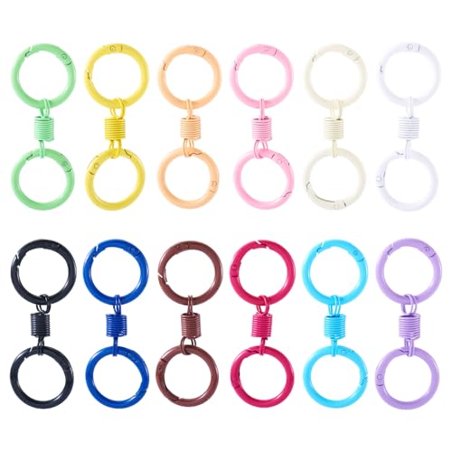 Beadthoven Federtorringe, 12 Farben, Legierung, 30 mm, Doppel-O-Ringe, Schlüsselanhänger, rund, Karabinerhaken, Clips, Verschlüsse, abnehmbare Schlüsselanhängerschnallen für Schlüsselanhänger, Tasche Beadthoven Federtorringe, 12 Farben, Legierung, 30 mm, Doppel-O-Ringe, Schlüsselanhänger, rund, Karabinerhaken, Clips, Verschlüsse, abnehmbare Schlüsselanhängerschnallen für Schlüsselanhänger, Tasche von BB Beadthoven