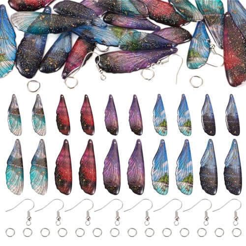 Beadthoven Feenflügel-Ohrring-Set zum Selbermachen, Kunstharz, glitzernde Flügel, Ohrringe, Charms, bunte Insekten, Libellenflügel, Anhänger mit Ohrringhaken, Sprungringe für Schmuckherstellung Beadthoven Feenflügel-Ohrring-Set zum Selbermachen, Kunstharz, glitzernde Flügel, Ohrringe, Charms, bunte Insekten, Libellenflügel, Anhänger mit Ohrringhaken, Sprungringe für Schmuckherstellung von BB Beadthoven