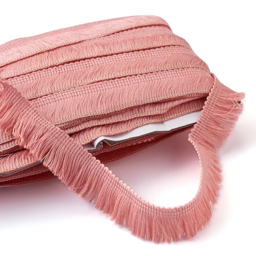 Beadthoven Fransenborte Quaste – 27 Yards 2,5 cm Polyester-Spitzenband zum Nähen, Kleidung, Kissen, Vorhänge, Heimdekorationen, DIY Handwerk - Lachsrosa von BB Beadthoven