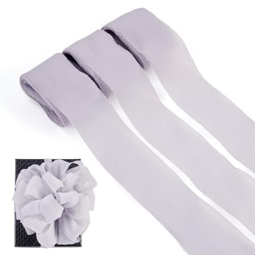 Beadthoven Geschenkband mit ausgefranstem Rand, 36 mm, zum Verpacken von Hochzeitseinladungen, Brautstrauß, Bastelzubehör, Hellgrau, 3 Rollen Beadthoven Geschenkband mit ausgefranstem Rand, 36 mm, zum Verpacken von Hochzeitseinladungen, Brautstrauß, Bastelzubehör, Hellgrau, 3 Rollen von BB Beadthoven