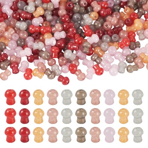 Beadthoven Glas-Pilz-Perlen, Mini-Pilz-Abstandshalter, lose Perlen, niedliche Bastelperlen, Lampwork-Perlen für Schmuckherstellung, Handwerk, dunkle Farbe, 500 Stück Beadthoven Glas-Pilz-Perlen, Mini-Pilz-Abstandshalter, lose Perlen, niedliche Bastelperlen, Lampwork-Perlen für Schmuckherstellung, Handwerk, dunkle Farbe, 500 Stück von BB Beadthoven