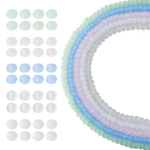 Beadthoven Glasperlen, 5 Stränge, Jade-Imitation, 2 mm, facettierte, mattierte Mini-Glasperlen, 5 Farben, runde Rocailles, Großpackung für DIY-Armbänder, Schmuckherstellung von BB Beadthoven