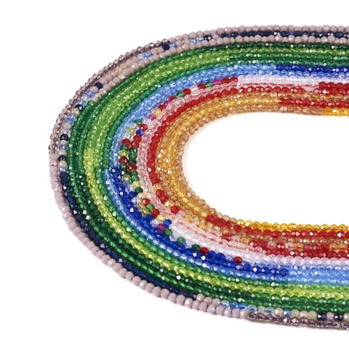 Beadthoven Glasperlen, Stränge mit Farbverlauf, 2 mm, facettierte, runde segmentierte Farben, lose Mini-Perlen, Glasperlen für selbstgemachte Halsketten, Schmuckherstellung, 15 Stränge Beadthoven Glasperlen, Stränge mit Farbverlauf, 2 mm, facettierte, runde segmentierte Farben, lose Mini-Perlen, Glasperlen für selbstgemachte Halsketten, Schmuckherstellung, 15 Stränge von BB Beadthoven