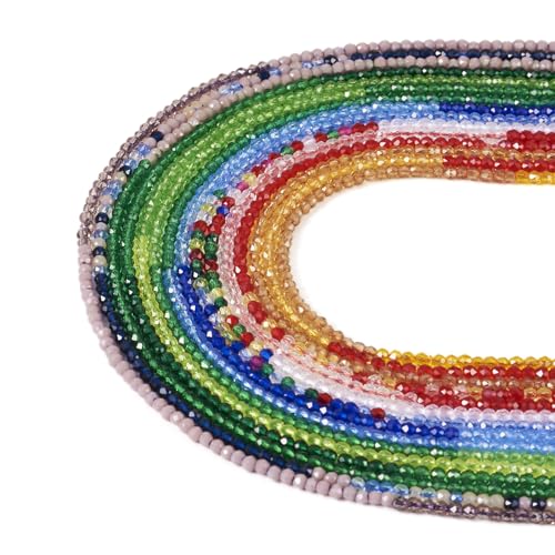 Beadthoven Glasperlen, Stränge mit Farbverlauf, 2 mm, facettierte, runde segmentierte Farben, lose Mini-Perlen, Glasperlen für selbstgemachte Halsketten, Schmuckherstellung, 15 Stränge von BB Beadthoven