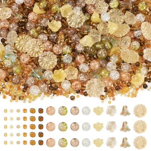 Beadthoven Glasperlen, zum Backen, bemalt, knisternd, Lilienblume, Glocke, Rose, Perlen für Schmuckherstellung, Armband, Halskette, Perlen, 2004 Stück von BB Beadthoven