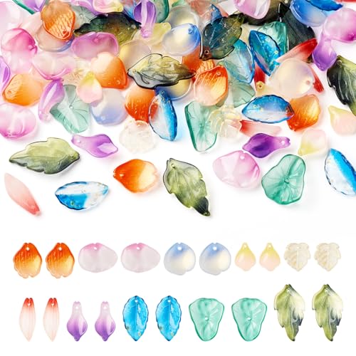 Beadthoven Glasperlen in Blattform, 100 Stück, verschiedene Blütenblätter, Kristall-Perlen, niedlich, Mini-Blatt-Perlenkappen, kleine Blätter, Abstandshalter für Schmuckherstellung, Ohrringe von BB Beadthoven
