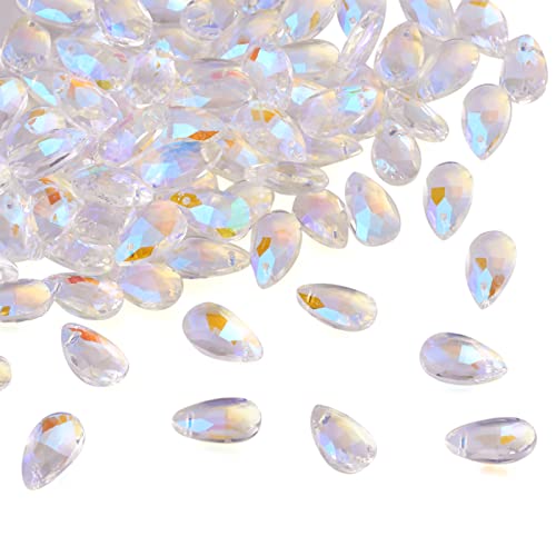 Beadthoven Glasperlen in Tropfenform, AB-Farbe, facettierte Dorp-Kristallperlen, oben gebohrt, baumelnde Anhänger für Jwewelry Herstellung, Kronleuchter, Heimdekoration, Loch: 1 mm, 100 Stück Beadthoven Glasperlen in Tropfenform, AB-Farbe, facettierte Dorp-Kristallperlen, oben gebohrt, baumelnde Anhänger für Jwewelry Herstellung, Kronleuchter, Heimdekoration, Loch: 1 mm, 100 Stück von BB Beadthoven