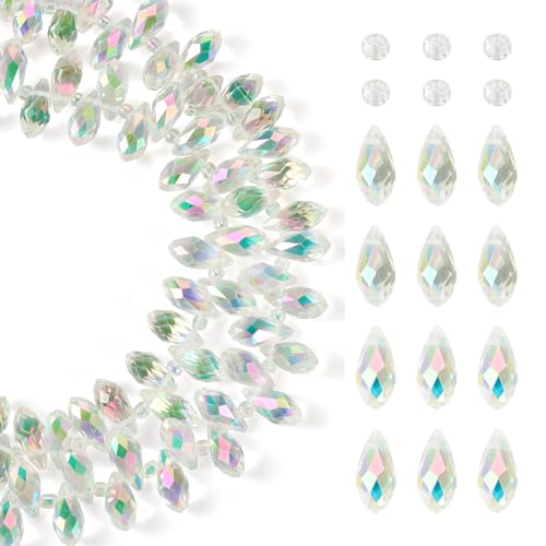 Beadthoven Glasperlen in Tropfenform, Glasperlen, Strang, AB-Farbe, gebohrte Perlen, Violette Glasperlen, Großpackung für DIY-Halsketten, Ohrringe, Schmuckherstellung, 2 Stränge Beadthoven Glasperlen in Tropfenform, Glasperlen, Strang, AB-Farbe, gebohrte Perlen, Violette Glasperlen, Großpackung für DIY-Halsketten, Ohrringe, Schmuckherstellung, 2 Stränge von BB Beadthoven