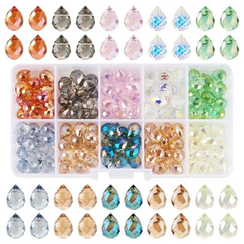 Beadthoven Glasperlen in Tropfenform, facettierte, transparente Wassertropfen-Glasperlen, bunt, gebohrt, Kronleuchter, Anhänger für Schmuckherstellung, Ohrringe, Halsketten, Armbänder, DIY, 130 Stück Beadthoven Glasperlen in Tropfenform, facettierte, transparente Wassertropfen-Glasperlen, bunt, gebohrt, Kronleuchter, Anhänger für Schmuckherstellung, Ohrringe, Halsketten, Armbänder, DIY, 130 Stück von BB Beadthoven