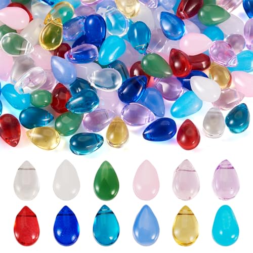 Beadthoven Glasperlen in Tropfenform, gebohrt, Mini-Glasperlen, Charms, Kristallglas, Wassertropfen, Großpackung Perlen für selbstgemachte Halsketten, Ohrringe, Schmuckherstellung, 120 Stück Beadthoven Glasperlen in Tropfenform, gebohrt, Mini-Glasperlen, Charms, Kristallglas, Wassertropfen, Großpackung Perlen für selbstgemachte Halsketten, Ohrringe, Schmuckherstellung, 120 Stück von BB Beadthoven