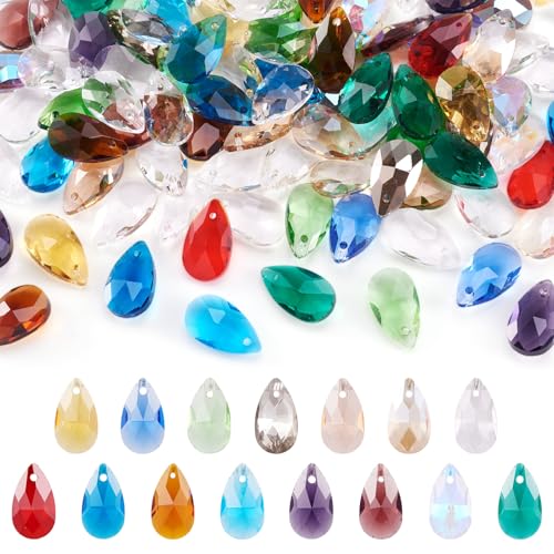 Beadthoven Glasperlen in Tropfenform, zufällige Farbe, facettierte Dorp-Kristallperlen, oben gebohrt, baumelnde Anhänger für Jwewelry Herstellung, Kronleuchter, Heimdekoration, Loch: 1 mm, 100 Stück Beadthoven Glasperlen in Tropfenform, zufällige Farbe, facettierte Dorp-Kristallperlen, oben gebohrt, baumelnde Anhänger für Jwewelry Herstellung, Kronleuchter, Heimdekoration, Loch: 1 mm, 100 Stück von BB Beadthoven