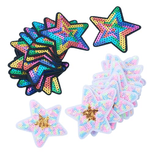 Beadthoven Glitzer-Pailletten, Sterne, zum Aufbügeln, glitzernde Pailletten, Sterne, bestickt, zum Aufnähen, glänzende fünfzackige Sterne, Applikationen, Reparaturflicken für Kleidung, Hüte, Jacken Beadthoven Glitzer-Pailletten, Sterne, zum Aufbügeln, glitzernde Pailletten, Sterne, bestickt, zum Aufnähen, glänzende fünfzackige Sterne, Applikationen, Reparaturflicken für Kleidung, Hüte, Jacken von BB Beadthoven