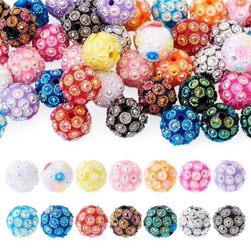 Beadthoven Harz-Strass-Perlen für Stifte, ausgefallene Kristall-Glitzer-Diamantperlen, 16 mm, klobige Kaugummi-Perlen, Abstandshalter für Armbänder, Schmuckherstellung, Schlüsselanhänger von BB Beadthoven