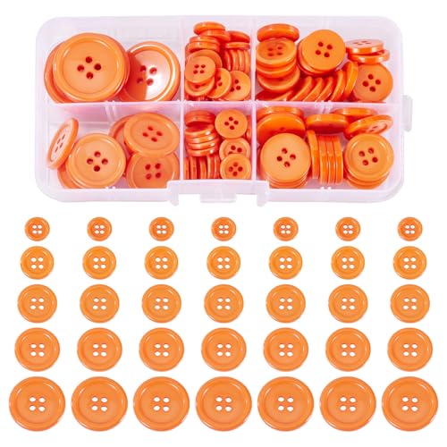 Beadthoven Harzknöpfe, 5 Größen, Nähknöpfe, flach, rund, 4 Löcher, Bastelknöpfe für Ersatz, DIY, Basteln, Nähen, Mäntel, Kleidung, Dunkelorange, 190 Stück Beadthoven Harzknöpfe, 5 Größen, Nähknöpfe, flach, rund, 4 Löcher, Bastelknöpfe für Ersatz, DIY, Basteln, Nähen, Mäntel, Kleidung, Dunkelorange, 190 Stück von BB Beadthoven