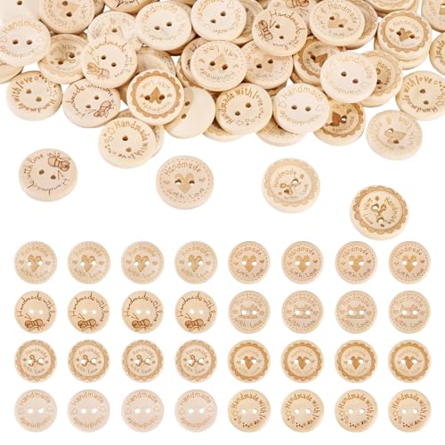 Beadthoven Holzknöpfe mit 2 Löchern, 20 mm, handgefertigt mit Liebe, flache runde Nähknöpfe, Großpackung für Kleidung, Hemd, Hut, DIY, Stirnband, Scrapbooking, Dekorationen, Schmuck, Basteln, 200 Beadthoven Holzknöpfe mit 2 Löchern, 20 mm, handgefertigt mit Liebe, flache runde Nähknöpfe, Großpackung für Kleidung, Hemd, Hut, DIY, Stirnband, Scrapbooking, Dekorationen, Schmuck, Basteln, 200 von BB Beadthoven