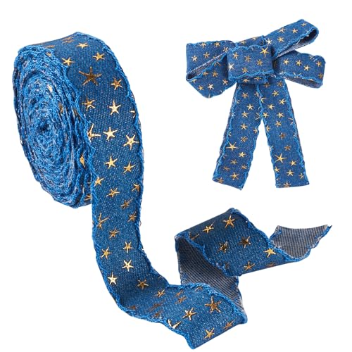 Beadthoven Jeansstoffband, Polyester, 3D-Goldfolie, Sternprägung, Jeansband, verdrahtet, Nähband für Kleidung, Nähen, Weihnachtsverzierung, 4,5 m, Marineblau Beadthoven Jeansstoffband, Polyester, 3D-Goldfolie, Sternprägung, Jeansband, verdrahtet, Nähband für Kleidung, Nähen, Weihnachtsverzierung, 4,5 m, Marineblau von BB Beadthoven