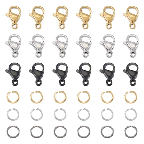Beadthoven Karabinerverschlüsse aus 304 Edelstahl, 3 Farben, Metall-Karabinerverschlüsse mit 60 Stück 5 mm offenen Binderingen für Bastelarbeiten, Schmuckherstellung, 60 Stück Beadthoven Karabinerverschlüsse aus 304 Edelstahl, 3 Farben, Metall-Karabinerverschlüsse mit 60 Stück 5 mm offenen Binderingen für Bastelarbeiten, Schmuckherstellung, 60 Stück von BB Beadthoven