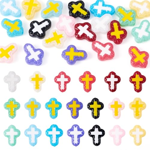 Beadthoven Kreuz-Glasperlen, Emaille, religiöse, handgefertigte Lampwork-Perlen, Kruzifix, handgezeichnete Glasperlen für Schmuckherstellung, 20 Stück Beadthoven Kreuz-Glasperlen, Emaille, religiöse, handgefertigte Lampwork-Perlen, Kruzifix, handgezeichnete Glasperlen für Schmuckherstellung, 20 Stück von BB Beadthoven