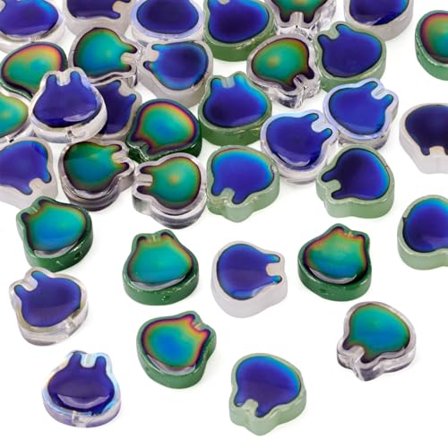 Beadthoven Kristall-Stimmungsperlen in Hasenform, Temperaturerkennung, farbige Glasperlen, zweifarbige Glasperlen, Abstandshalter für Armbänder, Halsketten, Schmuckherstellung, 40 Stück von BB Beadthoven