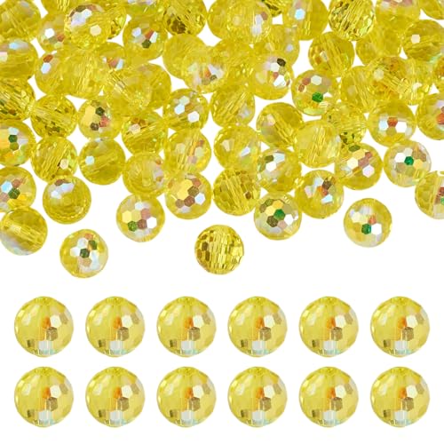 Beadthoven Kristallglasperlen, AB-Farbe, 10 mm, transparent, grün-gelb, facettiert, runde Glasperlen für DIY-Halsketten, Armbänder, Handwerk, Schmuckherstellung, Loch: 1,5 mm, 80 Stück von BB Beadthoven