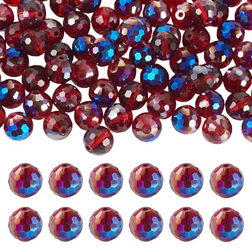 Beadthoven Kristallglasperlen, AB-Farbe, 10 mm, transparent, kirschrot, facettiert, runde Glasperlen für DIY-Halsketten, Armbänder, Handwerk, Schmuckherstellung, Loch: 1,5 mm, 80 Stück Beadthoven Kristallglasperlen, AB-Farbe, 10 mm, transparent, kirschrot, facettiert, runde Glasperlen für DIY-Halsketten, Armbänder, Handwerk, Schmuckherstellung, Loch: 1,5 mm, 80 Stück von BB Beadthoven