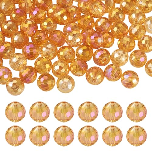 Beadthoven Kristallglasperlen, AB-Farbe, 10 mm, transparent, orange, facettiert, runde Glasperlen für DIY-Halsketten, Armbänder, Handwerk, Schmuckherstellung, Loch: 1,5 mm, 80 Stück von BB Beadthoven