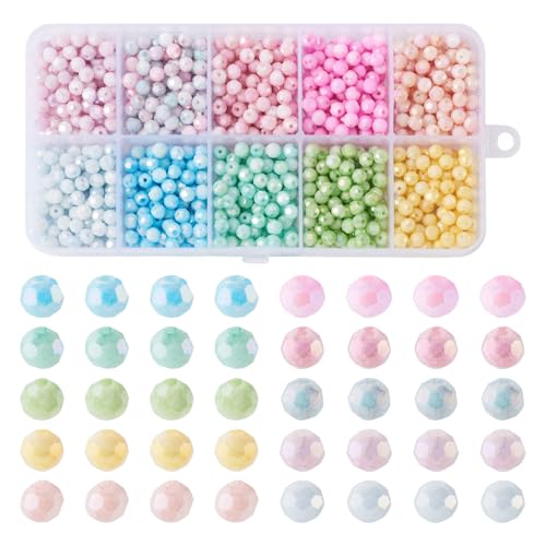 Beadthoven Kristallglasperlen, Aquarell, facettiert, rund, 4 mm, lose sortiert, AB-Briolette, Edelstein-Abstandshalter für Schmuckherstellung, Armband, Halskette, Basteln, mit Box, 990 Stück Beadthoven Kristallglasperlen, Aquarell, facettiert, rund, 4 mm, lose sortiert, AB-Briolette, Edelstein-Abstandshalter für Schmuckherstellung, Armband, Halskette, Basteln, mit Box, 990 Stück von BB Beadthoven