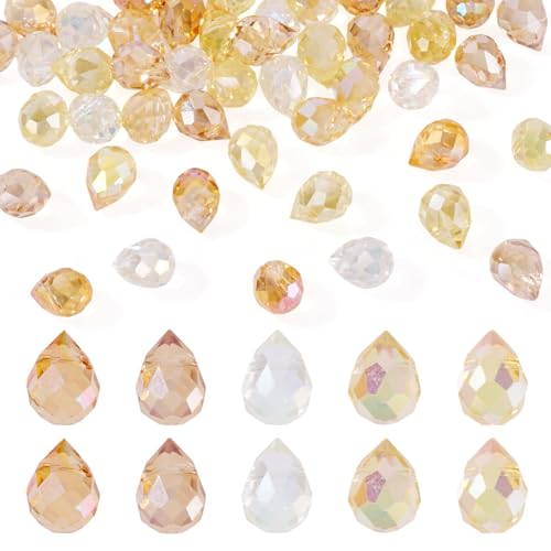 Beadthoven Kristallperlen, galvanisiert, transparent, Tropfenform, AB-Farbe, facettiert, Glasperlen, gebohrt, baumelnde Perlen für Schmuckherstellung, Kronleuchter, Heimdekoration, Hellgelb, 50 Stück Beadthoven Kristallperlen, galvanisiert, transparent, Tropfenform, AB-Farbe, facettiert, Glasperlen, gebohrt, baumelnde Perlen für Schmuckherstellung, Kronleuchter, Heimdekoration, Hellgelb, 50 Stück von BB Beadthoven