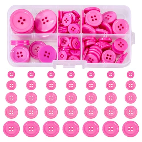 Beadthoven Kunstharzknöpfe, 5 Größen, flach, rund, 4 Löcher, Bastelknöpfe für Ersatz, DIY, Basteln, Nähen, Mäntel, Kleidung, Hot Pink, 190 Stück Beadthoven Kunstharzknöpfe, 5 Größen, flach, rund, 4 Löcher, Bastelknöpfe für Ersatz, DIY, Basteln, Nähen, Mäntel, Kleidung, Hot Pink, 190 Stück von BB Beadthoven