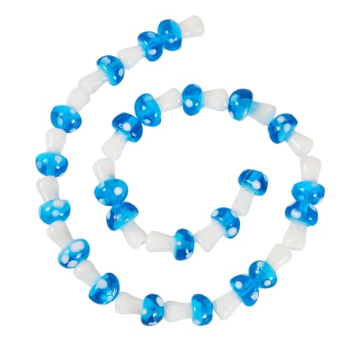 Beadthoven Lampwork-Pilz-Perlen, kreative Cartoon-Pilzform, Glasperlen, pflanzliches Lampwork-Glasperlen für Schmuck, Halsketten, Armbänder, Ohrringe, Dunkelblau, 25 Stück Beadthoven Lampwork-Pilz-Perlen, kreative Cartoon-Pilzform, Glasperlen, pflanzliches Lampwork-Glasperlen für Schmuck, Halsketten, Armbänder, Ohrringe, Dunkelblau, 25 Stück von BB Beadthoven