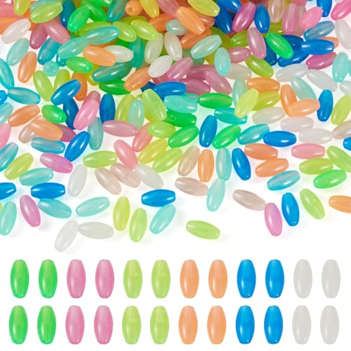 Beadthoven Leuchtende Acrylperlen, transparent, bunt, leuchtet im Dunkeln, ovale Trommelperlen, Großpackung für Bastelarbeiten, Halsketten, Armbänder, Telefon-Charms, Schmuckherstellung, Loch: 1,8 mm Beadthoven Leuchtende Acrylperlen, transparent, bunt, leuchtet im Dunkeln, ovale Trommelperlen, Großpackung für Bastelarbeiten, Halsketten, Armbänder, Telefon-Charms, Schmuckherstellung, Loch: 1,8 mm von BB Beadthoven