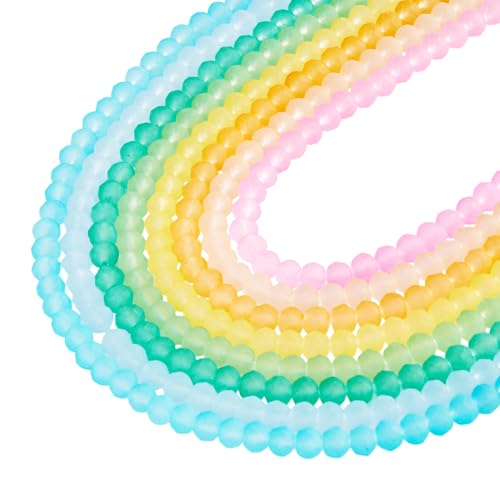 Beadthoven Milchglas-Kristallperlen, 6 mm, facettierte Rondelle, runde Kugelperlen für Schmuckherstellung, Glasperlen, Abstandshalter für Armband, Halskette, Ohrringe, Schlüsselanhänger, DIY-Zubehör von BB Beadthoven