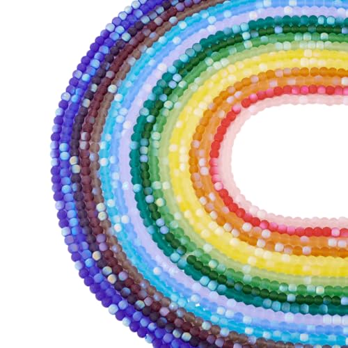 Beadthoven Milchglasperlen, 4 mm, rund, matt, undurchsichtig, halbe AB-Farbbeschichtung, Bastelperlen für selbstgemachte Halsketten, Armbänder, Schmuckherstellung, Loch: 0,6 mm, 18 Stränge von BB Beadthoven