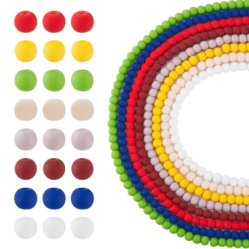 Beadthoven Milchglasperlen, 9 Stränge, 9 Farben, undurchsichtig, lose Abstandshalter, bunte Glasperlen, Großpackung für selbstgemachte Halsketten, Armbänder, Schmuckherstellung von BB Beadthoven