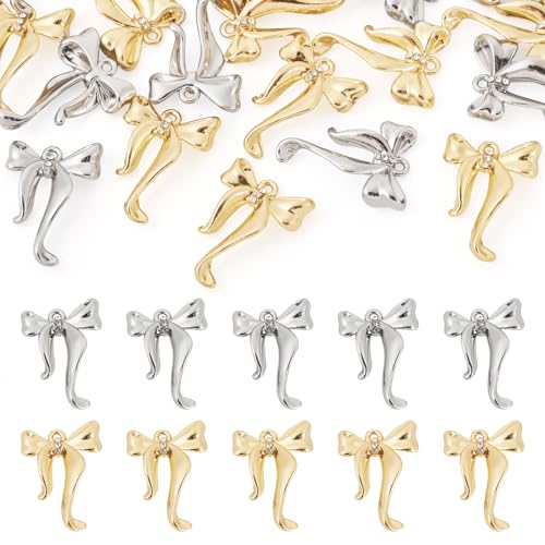 Beadthoven Mini-Anhänger mit Schleife, Legierung, niedlich, Strass, Schleife, baumelnde Charms, Platin- und goldene Fliege, Halsketten-Anhänger für Schmuckherstellung, Ohrringe, Armbänder Beadthoven Mini-Anhänger mit Schleife, Legierung, niedlich, Strass, Schleife, baumelnde Charms, Platin- und goldene Fliege, Halsketten-Anhänger für Schmuckherstellung, Ohrringe, Armbänder von BB Beadthoven