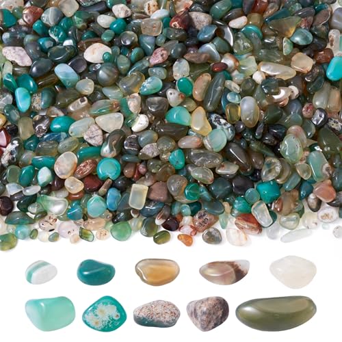 Beadthoven Natürliche Achatsteine, 8–12 mm, Trommelsteine, ohne Loch, Edelsteinperlen, Nuggets für Heimdekoration, Vasenfüller, Topfbodendekoration, Grünton, 500 g Beadthoven Natürliche Achatsteine, 8–12 mm, Trommelsteine, ohne Loch, Edelsteinperlen, Nuggets für Heimdekoration, Vasenfüller, Topfbodendekoration, Grünton, 500 g von BB Beadthoven