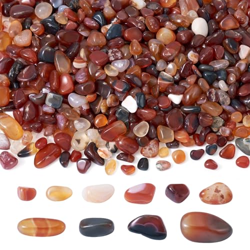 Beadthoven Natürliche Achatsteine, 8–12 mm, zum Polieren von zerkleinerten Steinen, ohne Loch, Edelsteinperlen, Nuggets für Heimdekoration, Vasenfüller, Topfbodendekoration, 500 g, Rot von BB Beadthoven