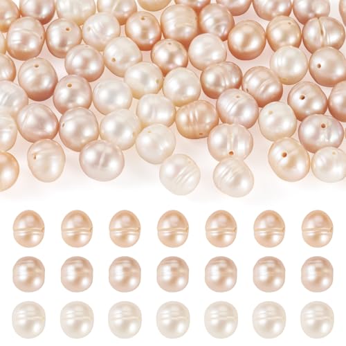 Beadthoven Natürliche Süßwasser-Zuchtperlen, 6–8,5 mm, gerillte Kartoffelform, Perlen für selbstgemachte Halsketten, Armbänder, Hochzeitsschmuckherstellung, Loch: 0,6–0,7 mm, 60 Stück Beadthoven Natürliche Süßwasser-Zuchtperlen, 6–8,5 mm, gerillte Kartoffelform, Perlen für selbstgemachte Halsketten, Armbänder, Hochzeitsschmuckherstellung, Loch: 0,6–0,7 mm, 60 Stück von BB Beadthoven