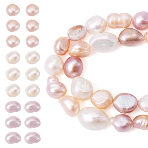 Beadthoven Natürliche Süßwasser-Zuchtperlen, 8–9 mm, unregelmäßige Nuggets, cremeweiße Edelstein-Abstandshalter für DIY-Armbänder, Halsketten, Schmuckherstellung, Bastelloch, 0,7 mm, 2 Stränge/34 von BB Beadthoven