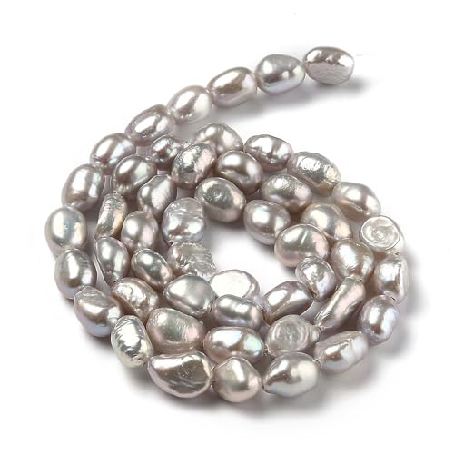 Beadthoven Natürliche Süßwasser-Zuchtperlen, Sienna-Reis, Grau, Barock-Süßwasserperlen für Bastelarbeiten, Schmuckherstellung, Loch: 0,5 mm von BB Beadthoven