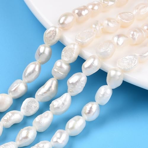 Beadthoven Natürliche Süßwasser-Zuchtperlen, 2 Stränge, Muschelfarbe, Reis, Barockperlen, Keshi-Perlen für die Herstellung von Schmuck, Loch: 0,7 mm Beadthoven Natürliche Süßwasser-Zuchtperlen, 2 Stränge, Muschelfarbe, Reis, Barockperlen, Keshi-Perlen für die Herstellung von Schmuck, Loch: 0,7 mm von BB Beadthoven
