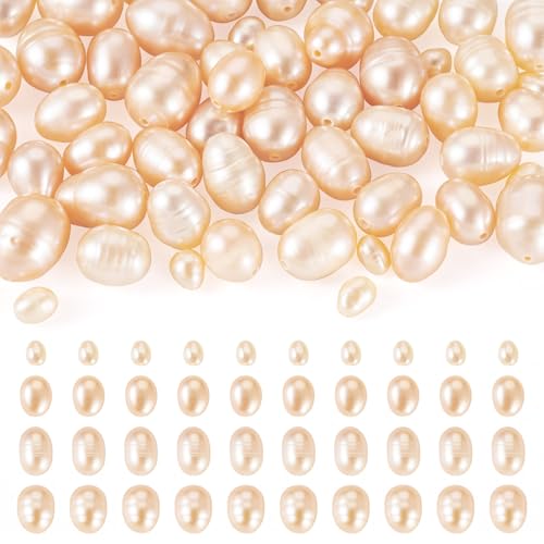Beadthoven Natürliche Süßwasser-Zuchtperlen, ovale Reisform, Perlen für selbstgemachte Halsketten, Armbänder, Hochzeit, Basteln, Schmuckherstellung, Loch: 0,5–0,8 mm, 55 Stück Beadthoven Natürliche Süßwasser-Zuchtperlen, ovale Reisform, Perlen für selbstgemachte Halsketten, Armbänder, Hochzeit, Basteln, Schmuckherstellung, Loch: 0,5–0,8 mm, 55 Stück von BB Beadthoven