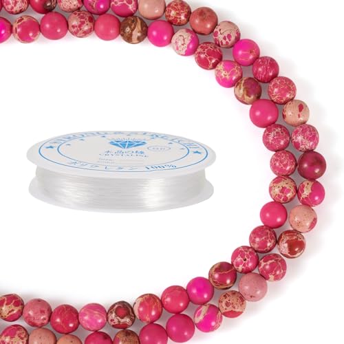 Beadthoven Natürliche imperiale Jaspisperlen, 4 mm, Meeressediment-Jaspis, Edelsteinperlen mit elastischem Faden, für Bastelarbeiten, Armbänder, Halsketten, Schmuckherstellung, Kirschrot von BB Beadthoven