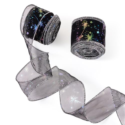 Beadthoven Netzbänder mit Sternmuster, glitzernd, Polyester, Tüllband, ausgefallener Tüllstoff für Kleidung, Rock, Schleifen, Verpackung, Weihnachten, Heimdekoration, 20 Meter, Schwarz Beadthoven Netzbänder mit Sternmuster, glitzernd, Polyester, Tüllband, ausgefallener Tüllstoff für Kleidung, Rock, Schleifen, Verpackung, Weihnachten, Heimdekoration, 20 Meter, Schwarz von BB Beadthoven