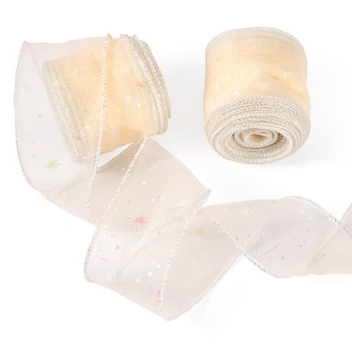 Beadthoven Netzbänder mit Sternmuster, glitzernd, Polyester, Tüllband, ausgefallener Tüllstoff für Kleidung, Rock, Schleifen, Verpackung, Weihnachten, Heimdekoration, Beige, 20 Meter Beadthoven Netzbänder mit Sternmuster, glitzernd, Polyester, Tüllband, ausgefallener Tüllstoff für Kleidung, Rock, Schleifen, Verpackung, Weihnachten, Heimdekoration, Beige, 20 Meter von BB Beadthoven