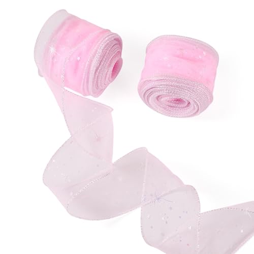 Beadthoven Netzbänder mit Sternmuster, glitzernd, Polyester, Tüllband, ausgefallener Tüllstoff für Kleidung, Rock, Schleifen, Verpackung, Weihnachten, Heimdekoration, Rosa, 20 Meter Beadthoven Netzbänder mit Sternmuster, glitzernd, Polyester, Tüllband, ausgefallener Tüllstoff für Kleidung, Rock, Schleifen, Verpackung, Weihnachten, Heimdekoration, Rosa, 20 Meter von BB Beadthoven