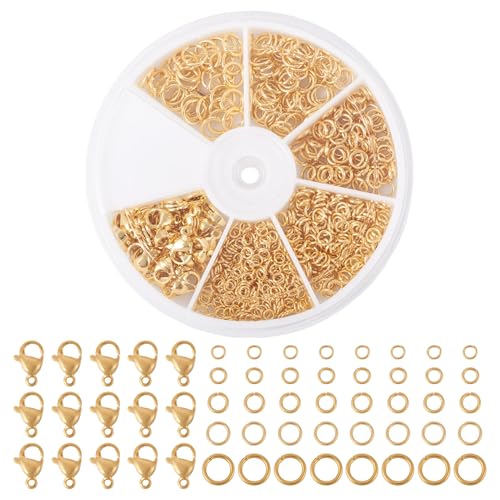 Beadthoven Offene Biegeringe und Karabinerverschlüsse, aus 18 Karat vergoldetem Messing, läuft nicht an, für Armbänder, Halsketten, Schmuckherstellung, DIY, Reparatur, 683 Stück Beadthoven Offene Biegeringe und Karabinerverschlüsse, aus 18 Karat vergoldetem Messing, läuft nicht an, für Armbänder, Halsketten, Schmuckherstellung, DIY, Reparatur, 683 Stück von BB Beadthoven