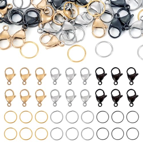 Beadthoven Offene Binderinge und Karabinerverschlüsse, Edelstahl, Anlaufschutz, Haken mit 12 mm Schmuck-O-Ringen für Schmuckherstellung, Armbänder, Halsketten, DIY-Reparatur, 60 Stück Beadthoven Offene Binderinge und Karabinerverschlüsse, Edelstahl, Anlaufschutz, Haken mit 12 mm Schmuck-O-Ringen für Schmuckherstellung, Armbänder, Halsketten, DIY-Reparatur, 60 Stück von BB Beadthoven