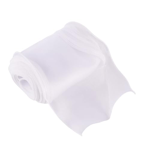 Beadthoven Organza-Chiffonband, 12 cm breit, Polyester, Wellenrand, durchscheinendes Chiffonband für Schleife, Kränze, Blumenstrauß, Kleidung, Dekoration, Basteln, Weiß, 12 m von BB Beadthoven